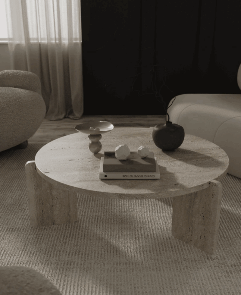 3 Leg Travertine Coffee Table